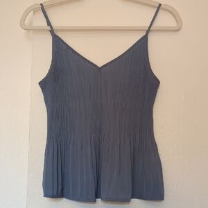 Blue Ribbed Peplum Camisole Top